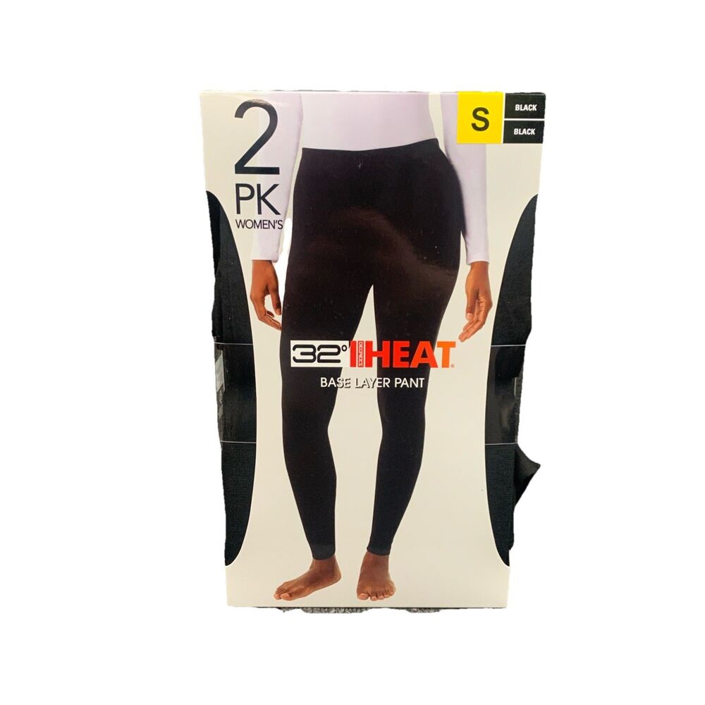 32 Degrees Heat Women's 2 Pack Base Layer Pants Size Small 27-28 Black